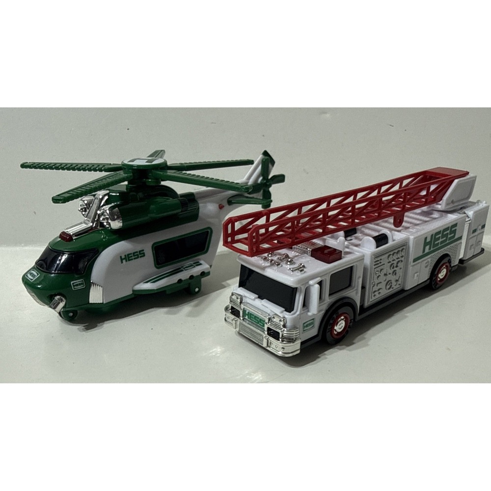 2022 Hess Mini Emergency Vehicles Helicopter Fire Engine‎ Ladder Truck Light Up